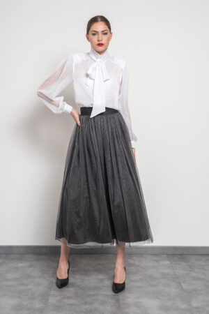 Completo gonnellone strati tulle fill e camicia chiffon